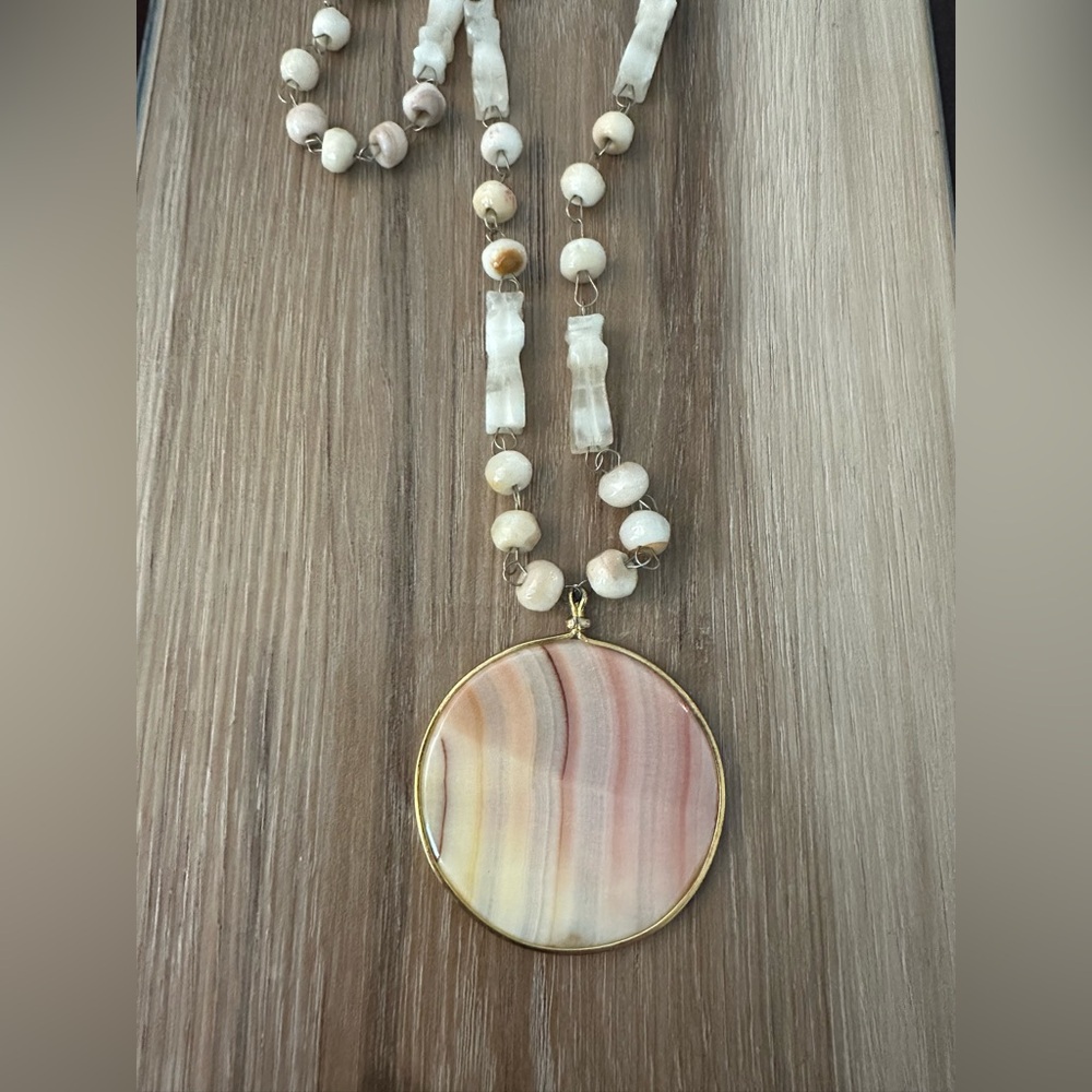 Vintage Natural Onyx Sunface Necklace